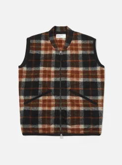 Best Zip Waistcoat In Brown British Check Fleece Men Fleece.