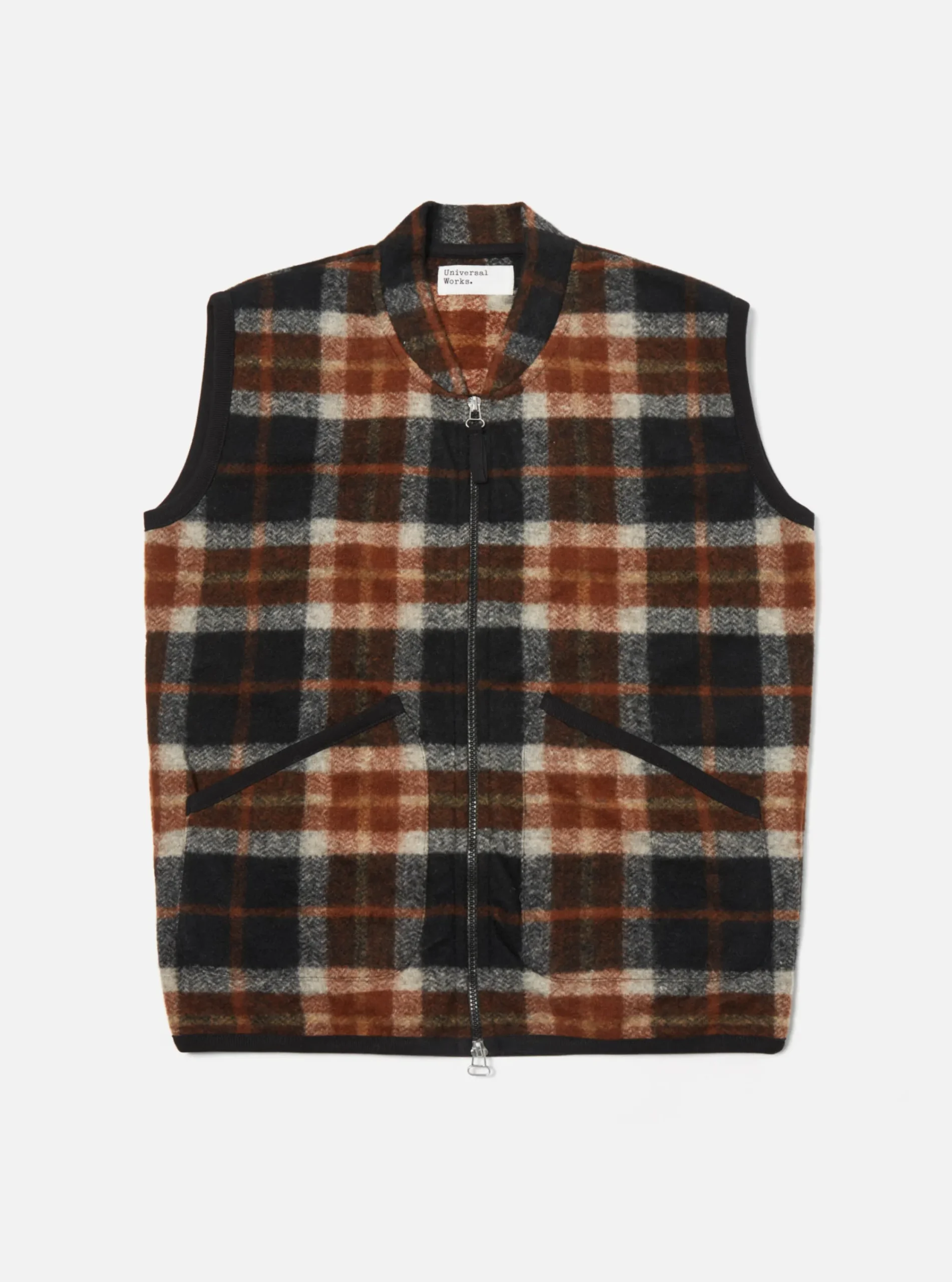 Best Zip Waistcoat In Brown British Check Fleece Men Fleece.