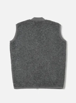 Fashion Zip Waistcoat In Grey Marl Wool Fleece Men Fleece.