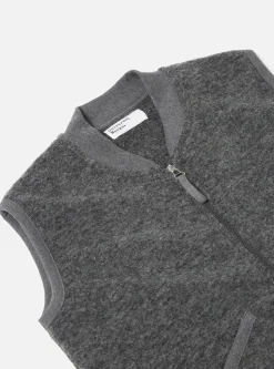 Fashion Zip Waistcoat In Grey Marl Wool Fleece Men Fleece.