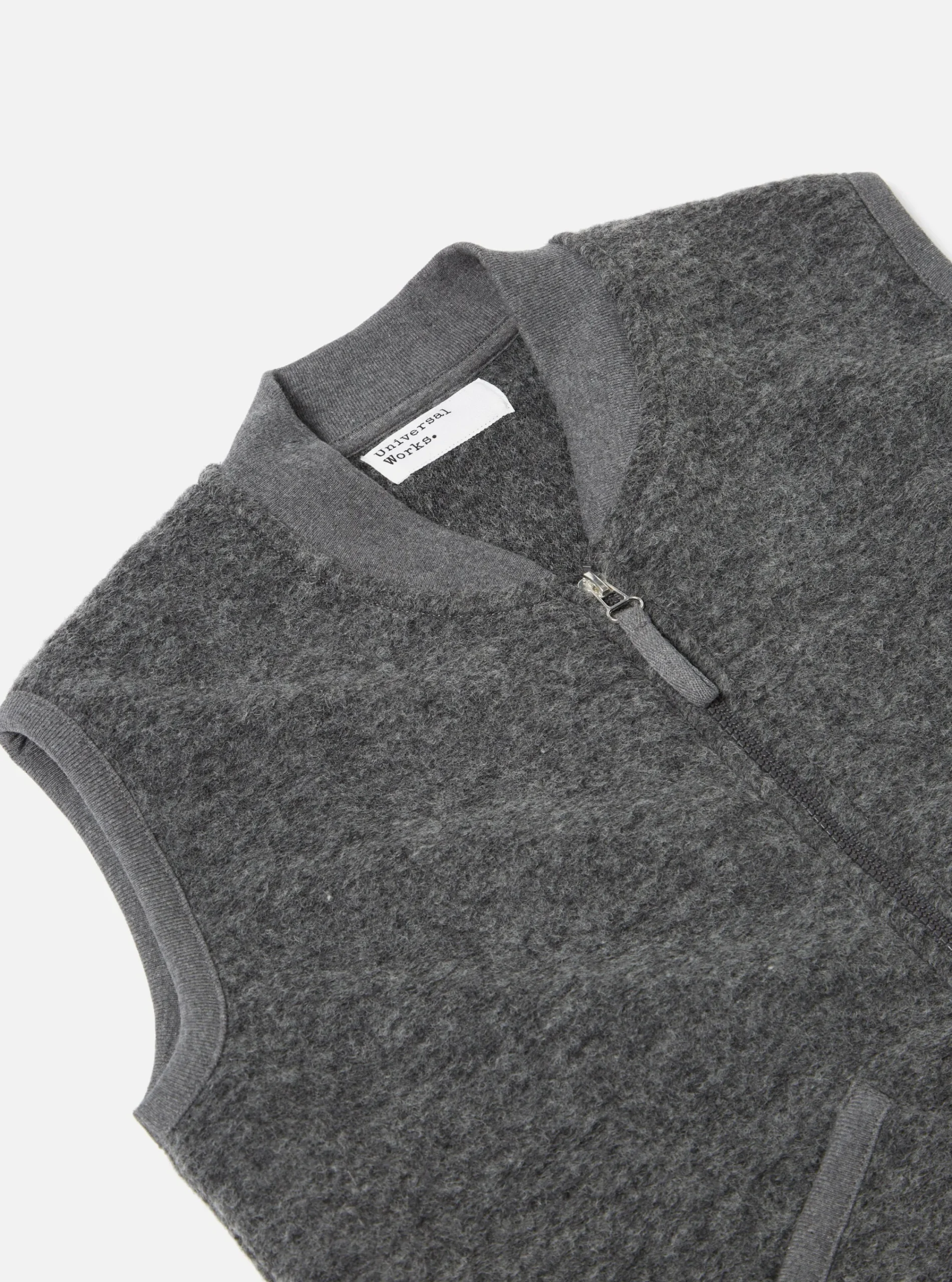 Fashion Zip Waistcoat In Grey Marl Wool Fleece Men Fleece.