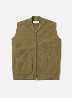 Online Zip Waistcoat In Lovat Wool Fleece Men Fleece.