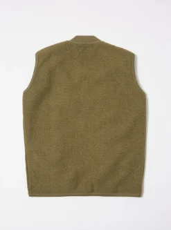 Online Zip Waistcoat In Lovat Wool Fleece Men Fleece.