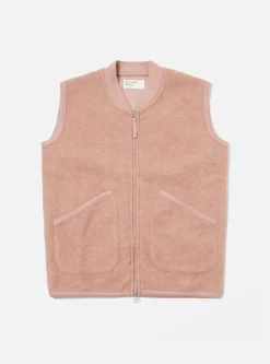 Discount Zip Waistcoat In Pink Wool Fleece Men Fleece.