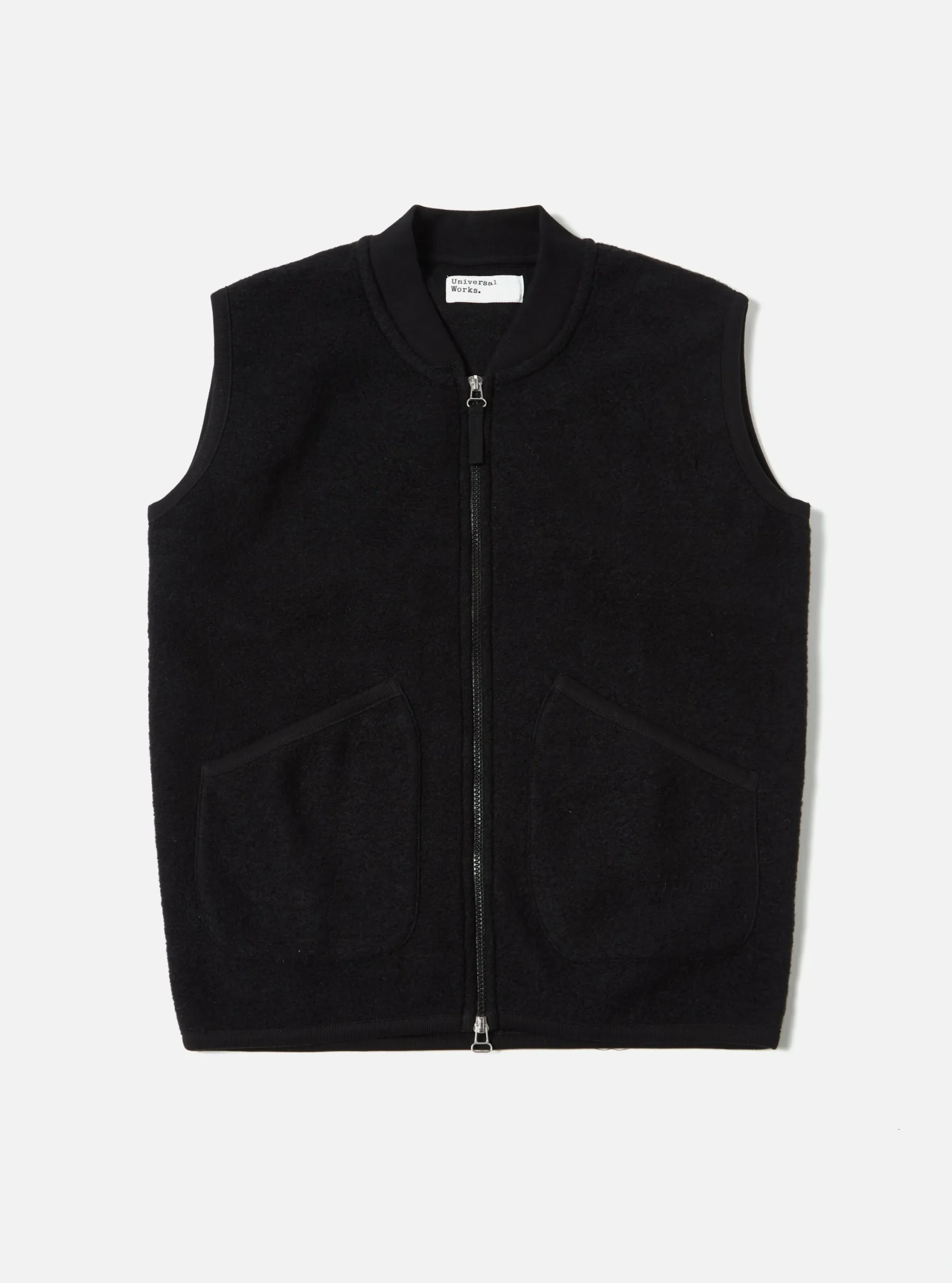 New Zip Waistcoat In Black Wool Fleece Men Fleece.