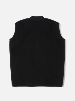 New Zip Waistcoat In Black Wool Fleece Men Fleece.