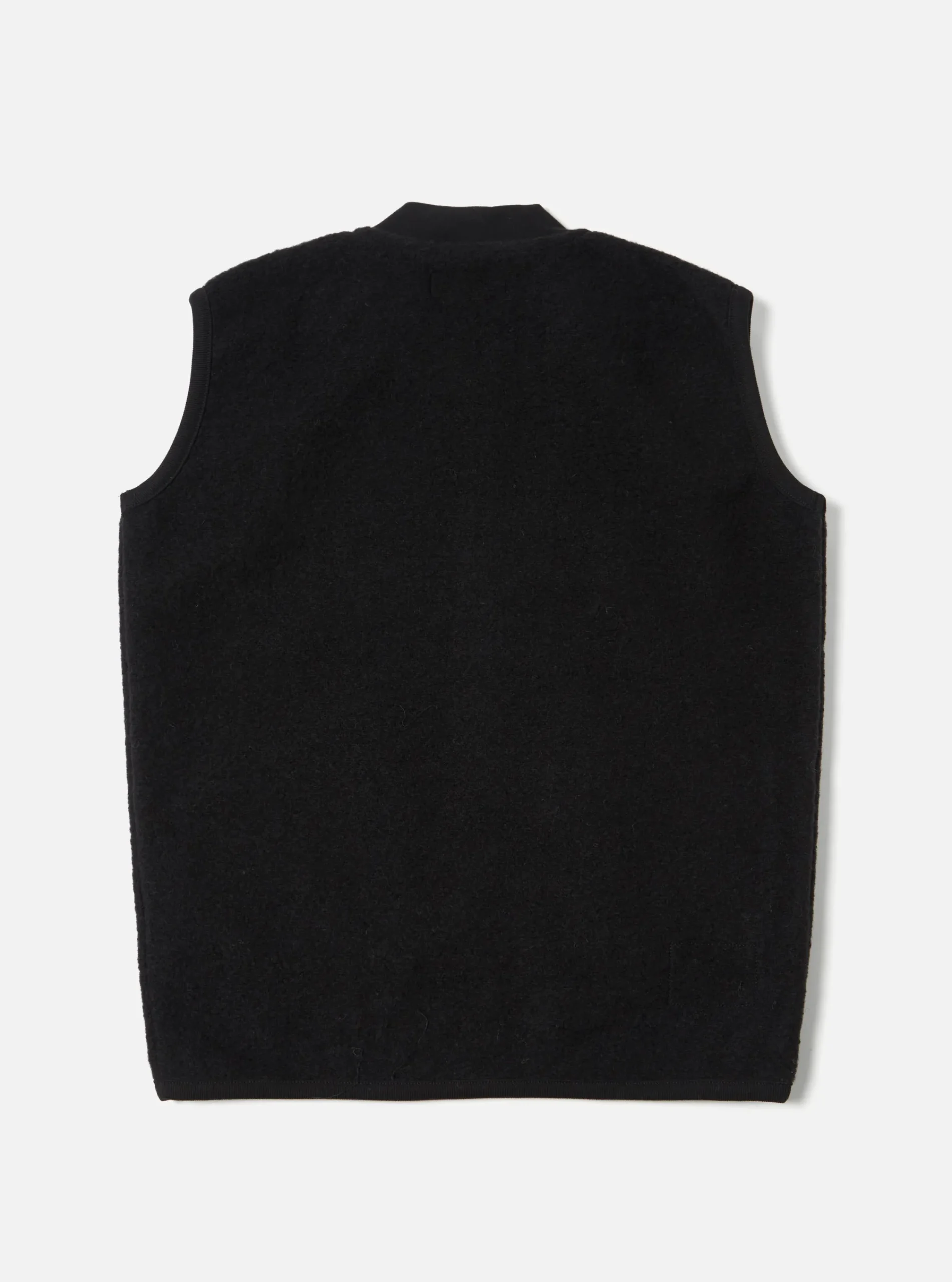 New Zip Waistcoat In Black Wool Fleece Men Fleece.