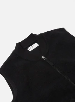 New Zip Waistcoat In Black Wool Fleece Men Fleece.