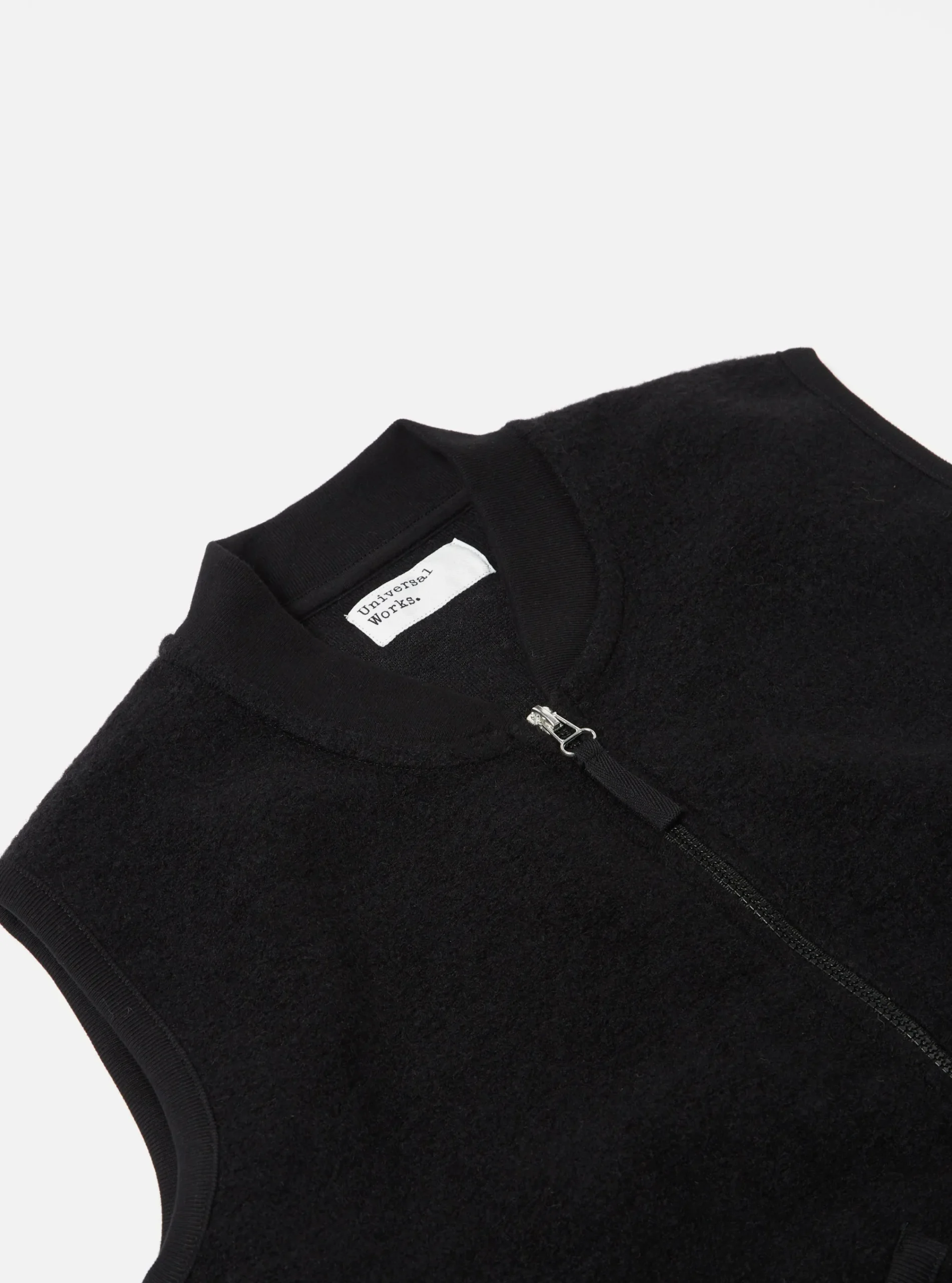 New Zip Waistcoat In Black Wool Fleece Men Fleece.