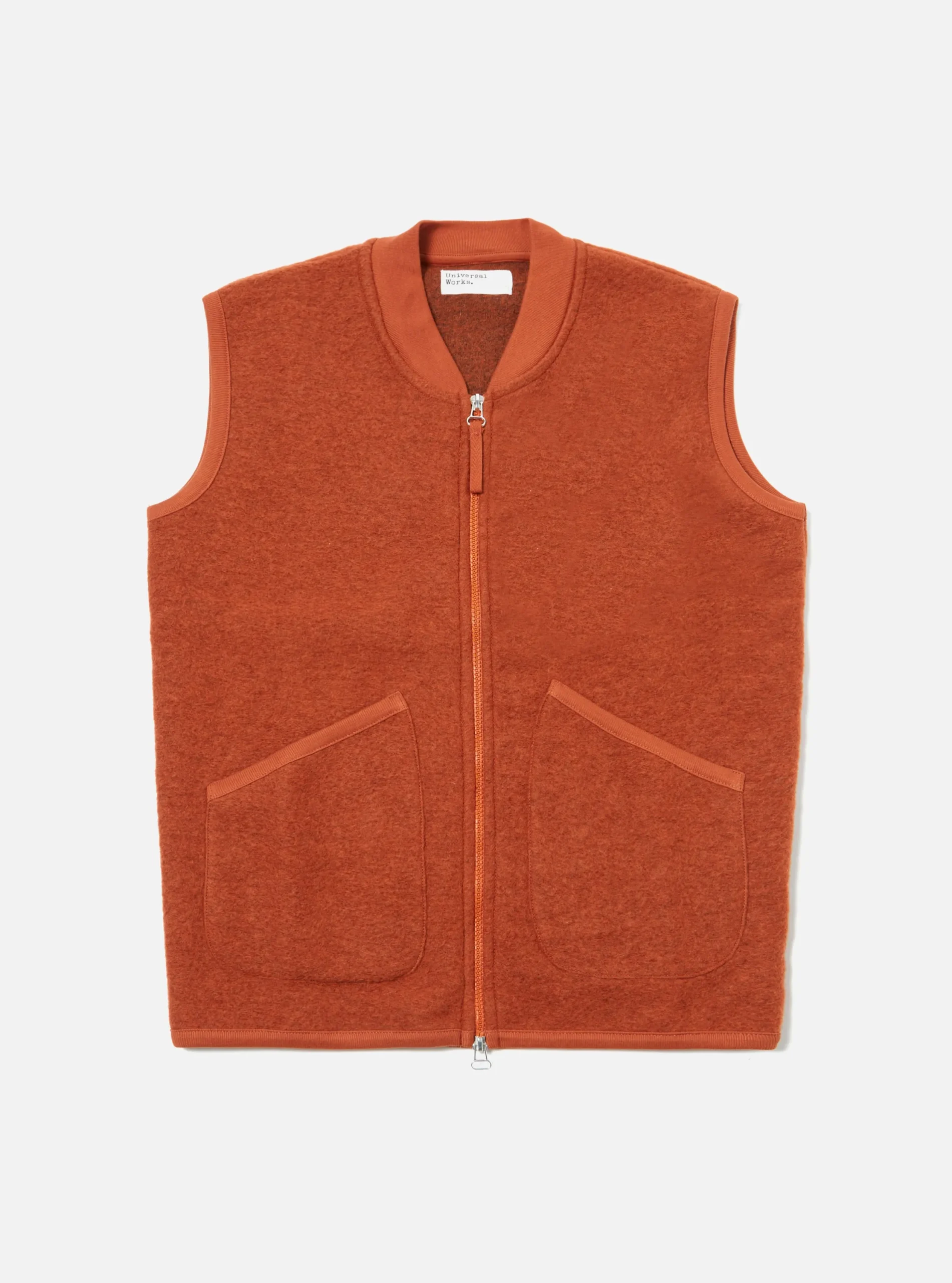 Hot Zip Waistcoat In Orange Wool Fleece Men Fleece.
