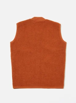 Hot Zip Waistcoat In Orange Wool Fleece Men Fleece.