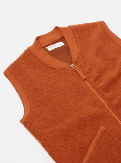 Hot Zip Waistcoat In Orange Wool Fleece Men Fleece.