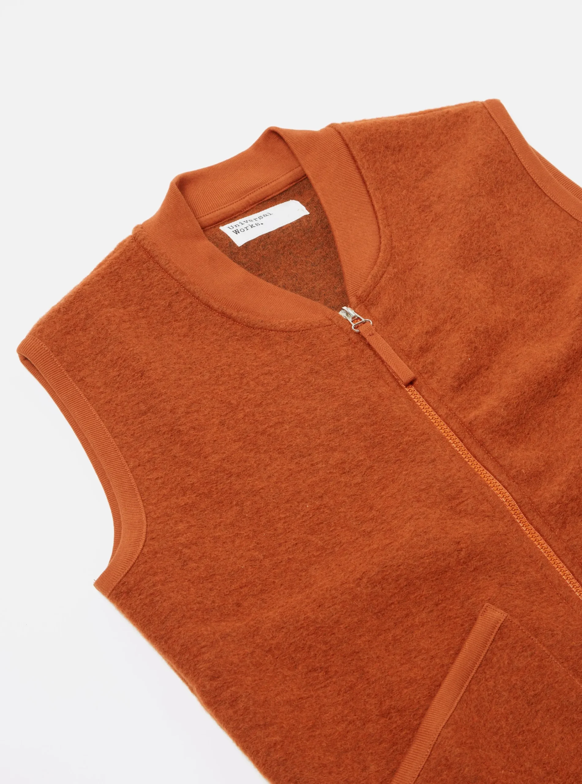 Hot Zip Waistcoat In Orange Wool Fleece Men Fleece.