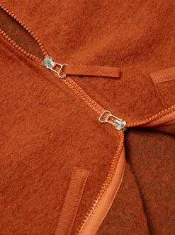 Hot Zip Waistcoat In Orange Wool Fleece Men Fleece.