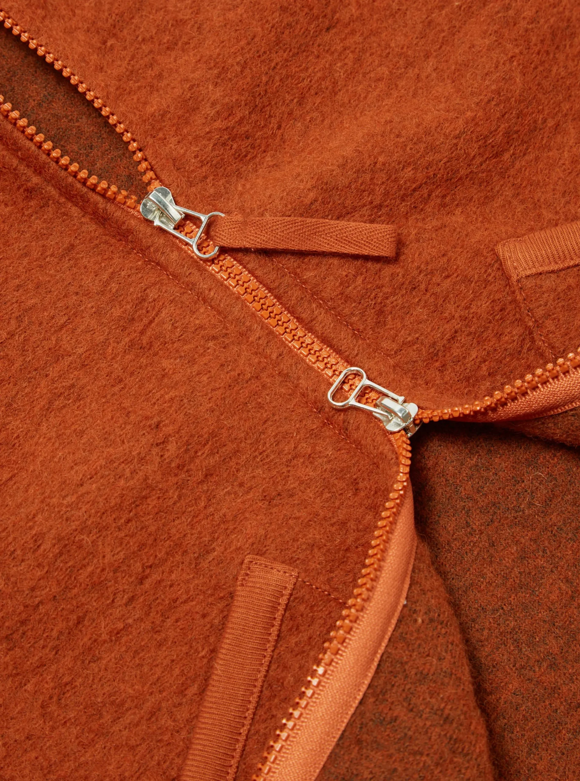 Hot Zip Waistcoat In Orange Wool Fleece Men Fleece.