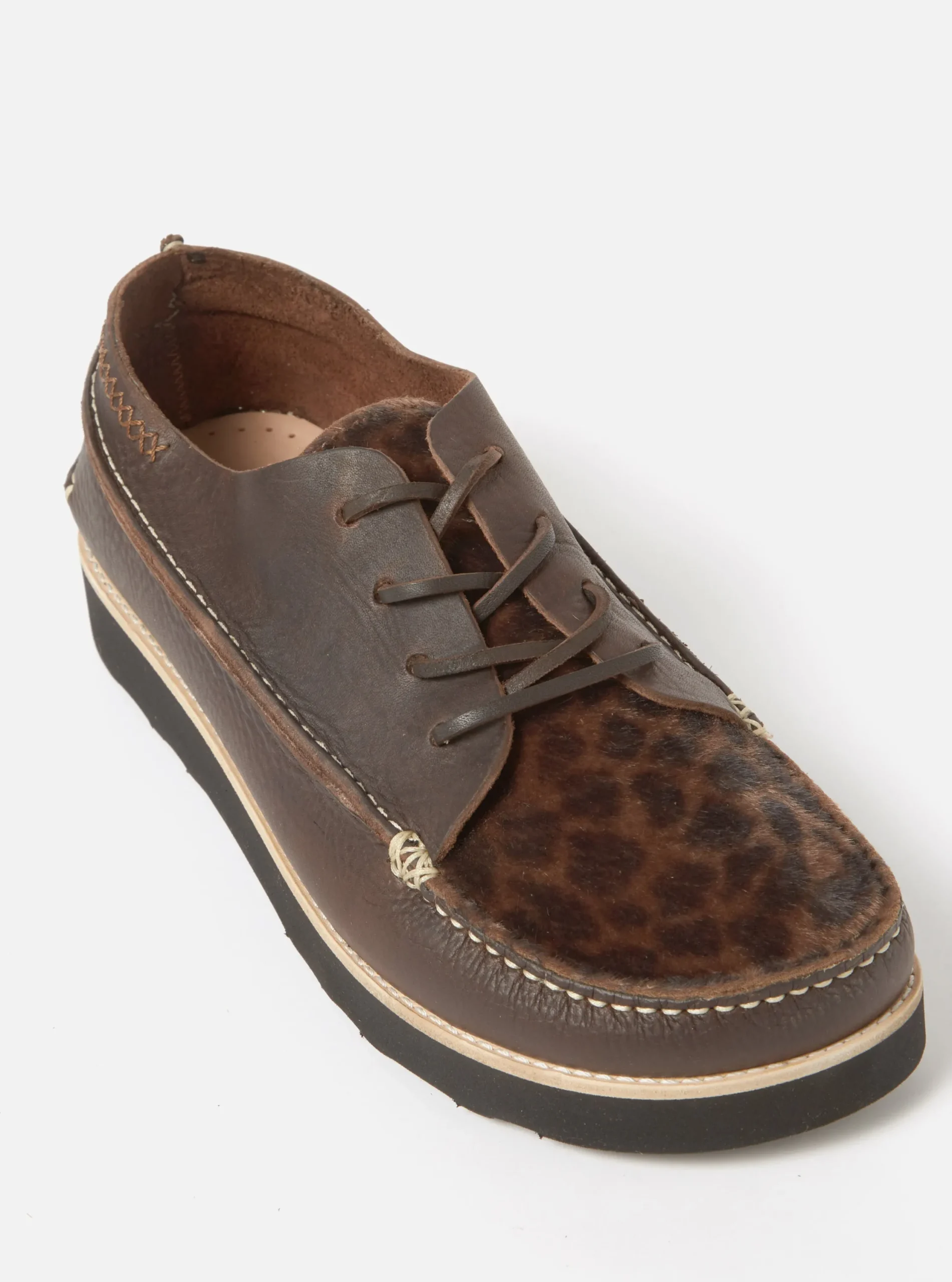 Shop Yogi X Finn In Dark Brown/Leopard Tumbled/Fur Leather Men Footwear.