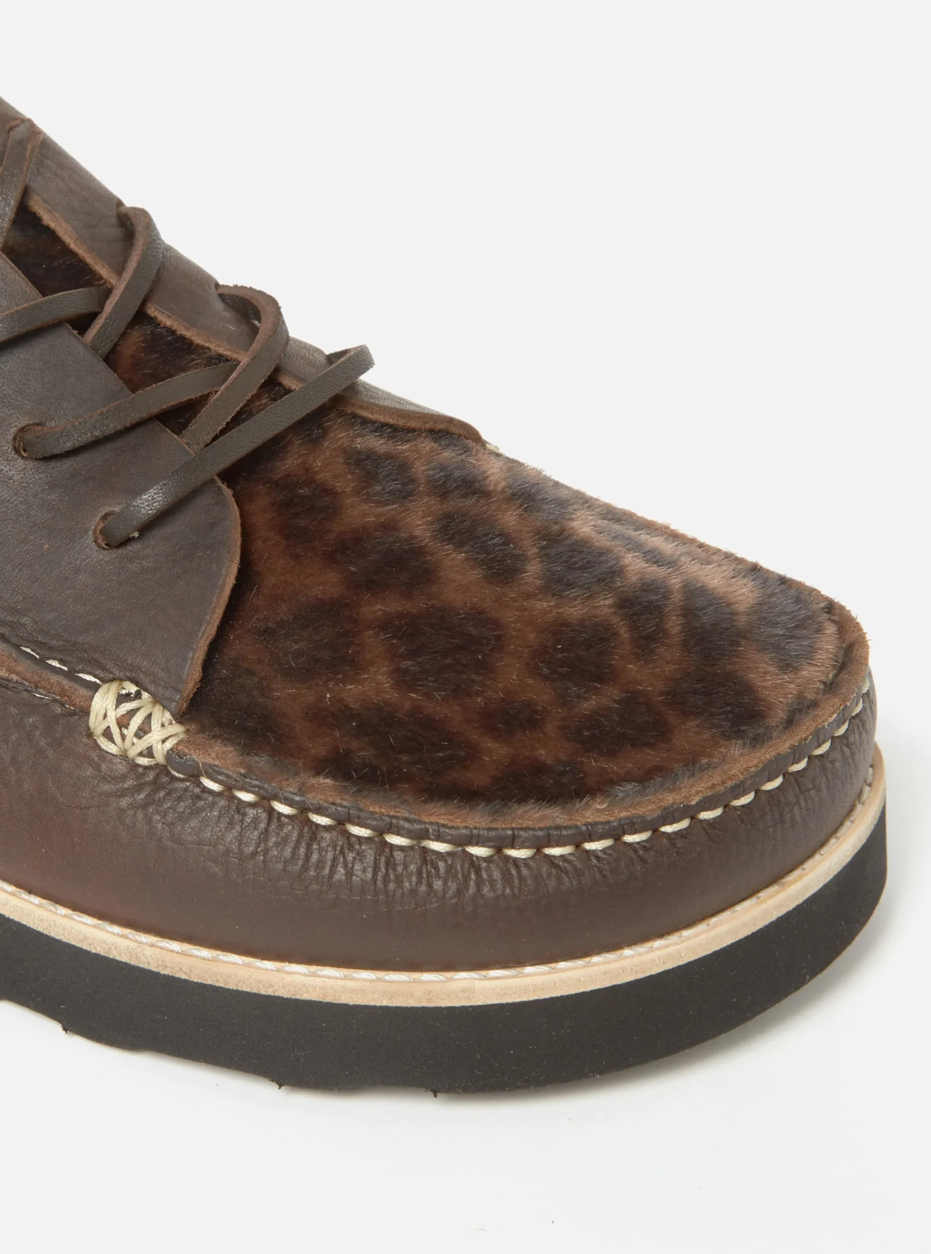 Shop Yogi X Finn In Dark Brown/Leopard Tumbled/Fur Leather Men Footwear.
